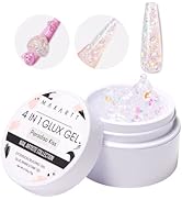 Makartt Solid Gel Nail Builder, Glitter Hard Gel for Nail Extension 15 ml, Non-Sticky Hand 3D Nai...