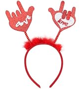 Red Heart Headband Valentine's Day Headband 1PCS Love Heart Sequin Hair Band Glitter Heart Hair H...