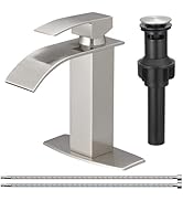 BESy Waterfall Bathroom Faucet, Single Handle Bathroom Vanity Sink Faucet, Rv Faucet Deck Plate, ...