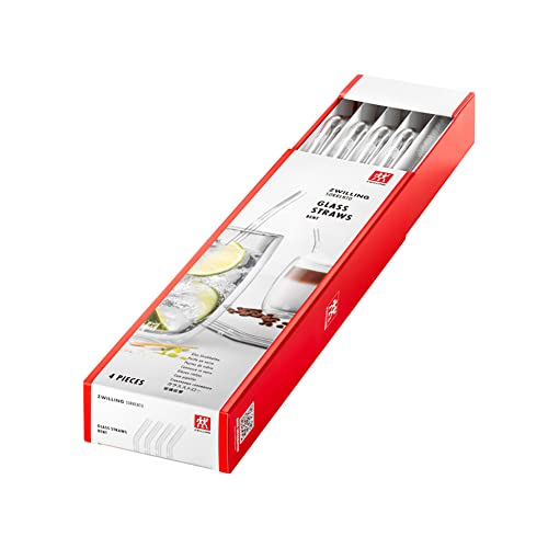 ZWILLING Sorrento Glass Reusable Straw Set with Cleaning Tool, Clear, Angled, 4, 1009742 by ZWILLING - Used condition - CA$11.27