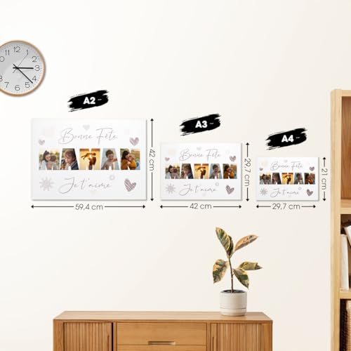 Pictalia - Poster Métal personnalisé - Cadeau Fête des Mères personnalisable - Je t'aime - Cadeau pour Maman, Idée Idée Fête des Mères, Femme, A4, A3, A2, aluminium, texte personnalisable – vue 5