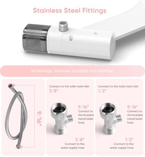 Image of Ultra-Slim Bidet Attachment, Posterior&Feminine Wash-(Retractable Dual Nozzles), Non-Electric Bidet Attachment for Toilet Seat, Adjustable Fresh Cold Water Pressure (BlackChrome)