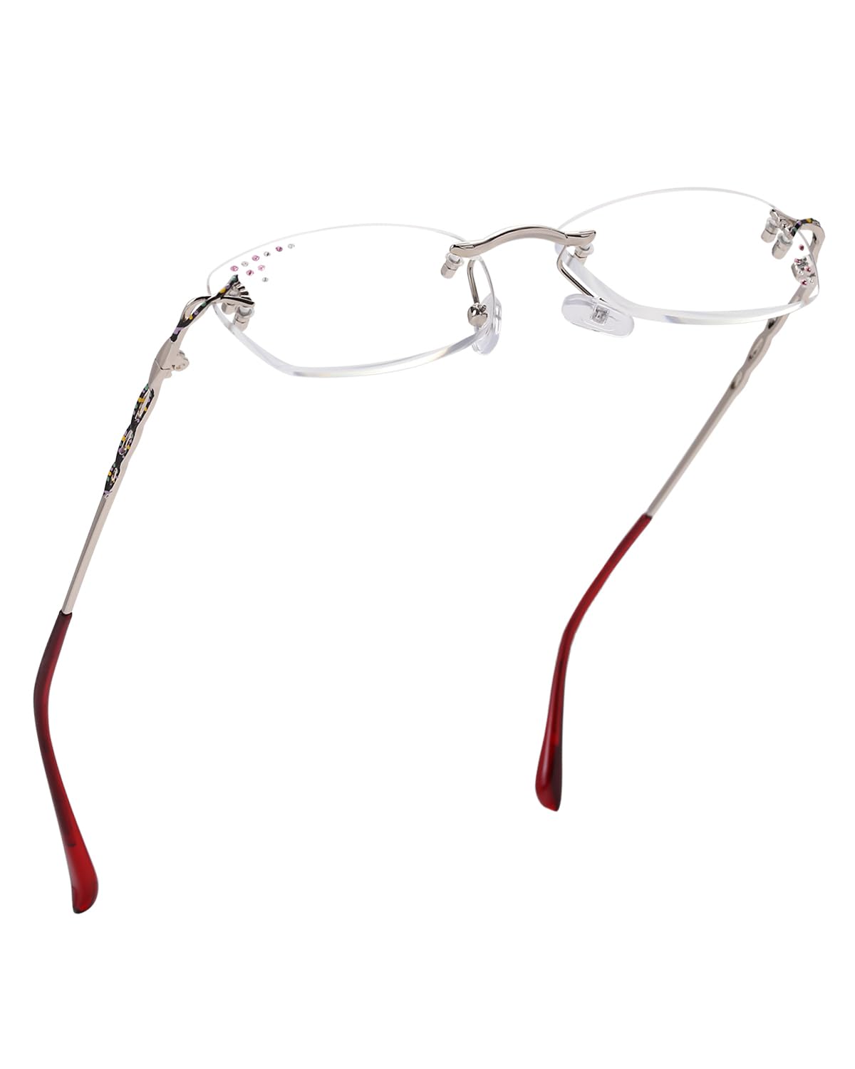 LUFF Rimless Reading Glasses for Women, Fashion Diamond Cutting Frameless Glasses,Stylish Ultra-light Metal Frameless Reader