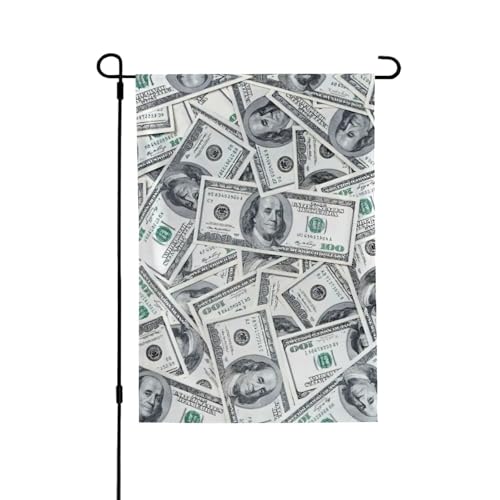 Lustige Dollar-Geld-Veranda-Flagge, doppelseitig, 71 x 102 cm, langlebiges Banner für Garten, Rasen, saisonale Dekoration