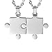 Set di collane con ciondoli a forma di puzzle che si combinano assieme, per lui e per lei, per coppie, con due catene lunghe 45,7 cm e 53,3 cm., acciaio inossidabile, colore: Silver, cod. AC1273