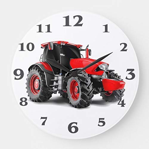 JeremyHar75 Image de tracteur pour horloge murale ronde en bois moderne silencieuse sans tic-tac pour salon, cuisine, chambre à coucher, décoration murale, cadeau de pendaison de crémaillère