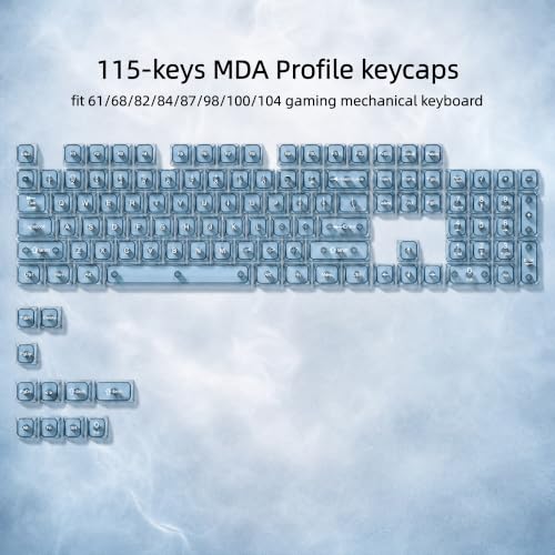Image of dagaladoo Slate Blue Clear keycaps,Transparent Keyboard keycaps,Jelly Key caps Set,Shine Through keycap,MDA Profile Keyboard caps for Mx Switches Mechanical Keyboard(115key)