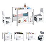 Solutions de Rangement Ingénieuses : Sous le bureau enfant se trouve un grand compartiment de rangement caché, flanqué d’étagères qui permettent d’accéder facilement aux livres. Les tiroirs en tissu sous les chaises, soigneusement conçus, encouragent les enfants à apprendre dès le plus jeune âge à organiser et gérer leur espace personnel.