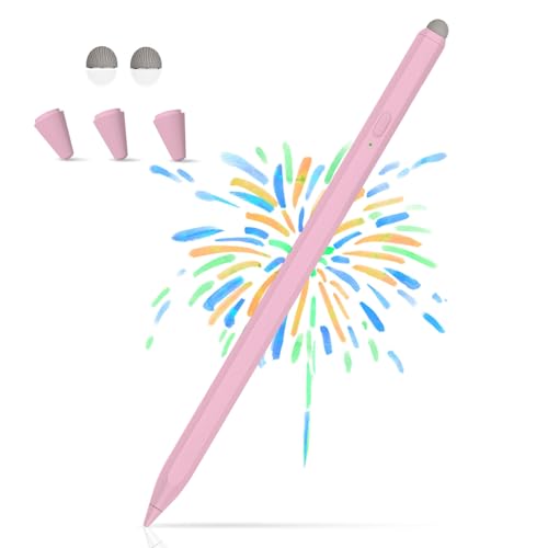Image of 2-in-1 Pencil for Apple iPad, Stylus Pen for iPad, Stylus Pen for Touchscreen Suitable for iPad /iPhone /Samsung /Android Smartphone and Tablets, Compatible with All Touchscreen (Pink)