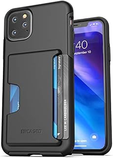ENCASED iPhone 11 Pro Max Wallet Case (2019) Shockproof Cover with Card Holder Slot (4 Credit Cards Capacity) Black
