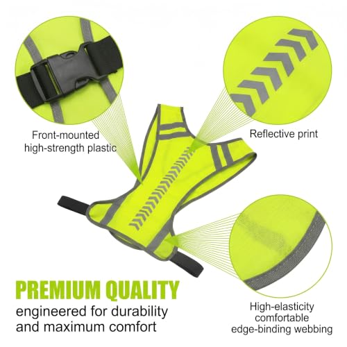 Gilet de Sécurité Réfléchissant avec Flèche de Direction, Gilet Fluorescent de Sécurité Réglable et Haute Visibilité pour Vélo, Course à Pied, Cyclisme, Trottinette Électrique, Vert Fluo – vue 6