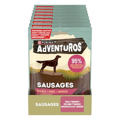 Adventuros High Meat 70g Sausages nº1 ingrediente Maiale, 8 Confezioni da 70g