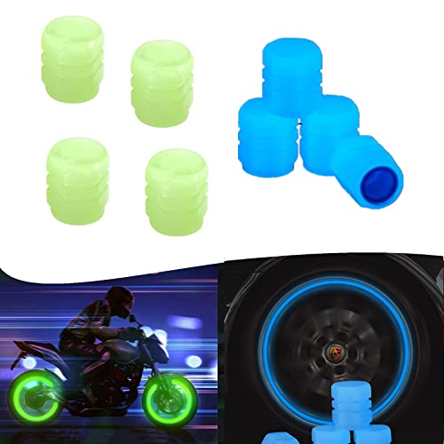 12pcs Bouchons de Valve de Pneu de Voiture Fluorescents Universels, Couvercle de Tige de Valve Lumineux, Bouchons de Pneu de Voiture pour Voiture, Camion, SUV, Motos (8pcs Mix) Cover