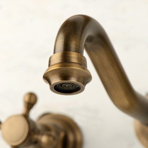 Lightinthebox Two Handle Wall Mount Antique Inspired Solid Brass Bathroom Sink Faucet Bathtub Mixer Taps Long Curve Spout Vessel Sink Bath Shower Plumbing Fixtures Roman Tub Bar Faucets