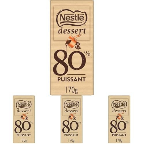 Nestlé Dessert - Chocolat Noir 80% à Pâtisser - Tablette de 170g (Lot de 4)