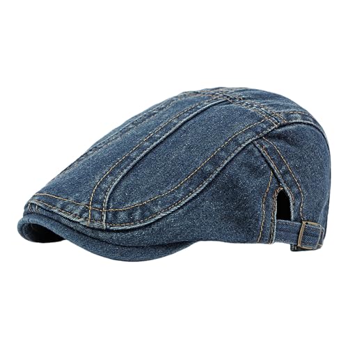 rtdgcv Boina vaquera lavada para hombre Primavera fina literaria retro tapa delantera gorra de pareja gorra de lengua casual boina mujer azul claro, azul oscuro, Talla única