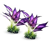 Silk Plants for Betta Fish Tank, 2 Pcs 10 Inch Silk Aquarium Plants for Aquarium Decoration Fish Tank Accessories (Purple)