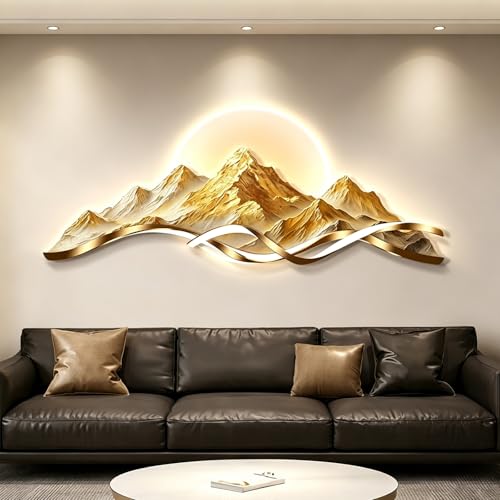 Tableau LED décoration murale 3D montagne pour illuminer un salon sombre