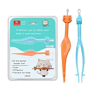 Two Pack 3 in 1 Baby Nose and Ear Gadget, Safe Baby Booger Remover, Nose Cleaning Tweezers, Nose Cleaner for Baby…