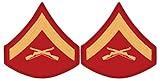 Gold on Red USMC Chevrons - Lance Corporal - Male