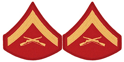 Gold on Red USMC Chevrons - Lance Corporal - Male