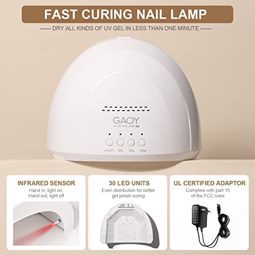 Gaoy Gel Nail Polish Kit With Uv Light Fast Curing Led Nail Lamp And 6 Gel Polish Colors Of Black White Glitter Including Manicure Tools Top/Matte/Base Coat Nail Art Gel Nail Kit #TOP1