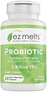 EZ Melts Probiotic with Bacillus Coagulans, 5 Billion CFU, Sublingual Vitamins, Vegan, Zero