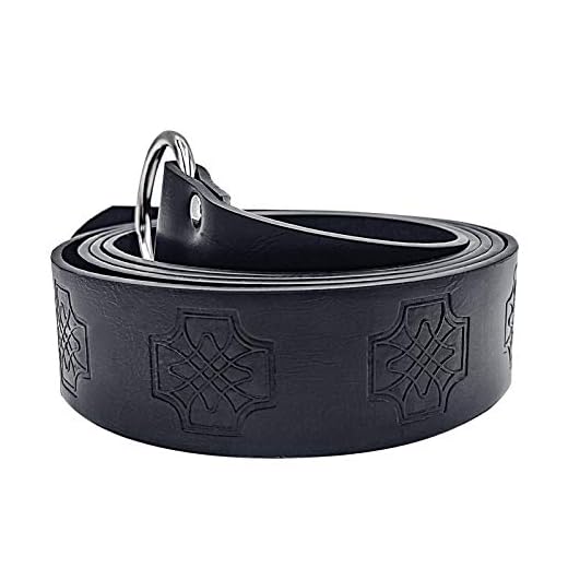 Cinturón de anillo O de cuero PU en relieve medieval, cinturones de cintura de túnica de túnica, cinturón de caballero renacentista retro para accesorios de disfraz de cosplay vikingo (negro )