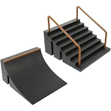 Vaguelly Fingerboard Ramp Set 2 Pcs Finger Skateboard Obstacle Park Accessories for Kids Skill Training Desktop Play Fingerboard Skate Park Kit