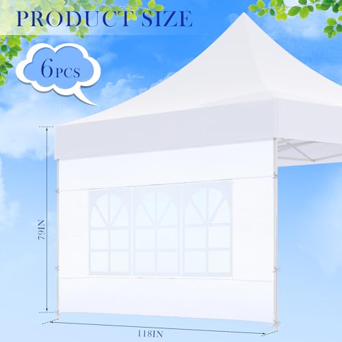 Windyun 6 Pcs Sunshade Sidewall with Window Only Tent Sidewalls for 10 x 10 Feet Pop up Canopy(White) - Thumbnail 2