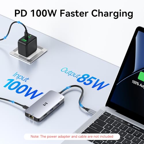 Image of USB C Adapters for MacBook Pro /Air, Selore 9 in 1 USB C Hub with 4K HDMI, 3 * 5Gbps USB 3.1 GEN1 Port, 1Gbps Ethernet, 100W PD, 1*USB 2.0 dongle for Dell, HP and More