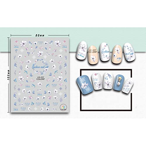 12 Sheets Flowers Nail Stickers Spring Flowers Nail Art Decals For Women Girls 3D Self-Adhesive Colorful Stickers For Diy Acrylic Nails #TOP3