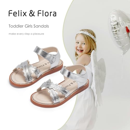 Image of Felix & Flora Toddler Girl Sandals - Little Girl Easter Dress Shoes Lightweight Open Toe Beach Holiday Flats