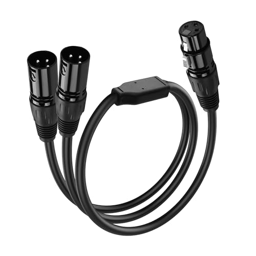 SinLoon XLR to XLR Cable 3Pin 2 Male to 1 Female Microphone Cable XLR Splitter Cable for Home Studio Recorder Amplifier Mixing Desk Speaker (2M to F)
