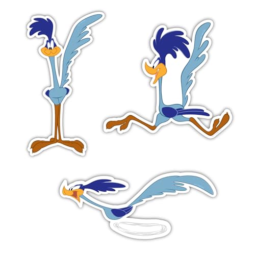 Elektroplate Officially Licensed Looney Tunes Road Runner Dynamic Decals | Premium Automotive-Grade All Weather Vinyl Stickers for Car, Water Bottle, Laptop, Phone & More| Made in The USA | Set of 3