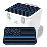 USATuff SeaDek EVA Mat Cooler Pad fits YETI 48 Roadie w/Wheels | Peel & Stick Application | Non Slip Comfort Accessories - Thin Blue Line Police (Black-BiminiBlue)