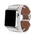 8 Colors for Apple Watch Series 3 Band, Premium Genuine Leather Strap Classic Replacement with Secure Buckle Adapter for iWatch Series 3/ 2/ 1/Edition/Sport 42mm 38mm (White, 42mm)