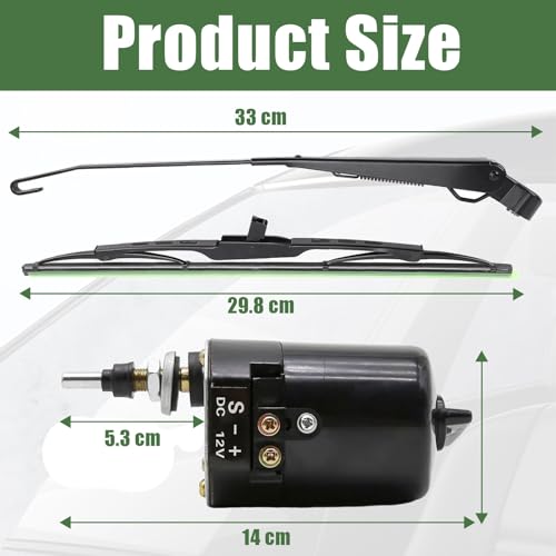 ENNJING Scheibenwischermotor 12V,mit Arm und 105° Wischerblatt, Elektrisches Scheibenwischer Set,Wischermotor Universal für Booten, Wohnwagen, ATVs, UTVs 01287358 7731000001 0390506510