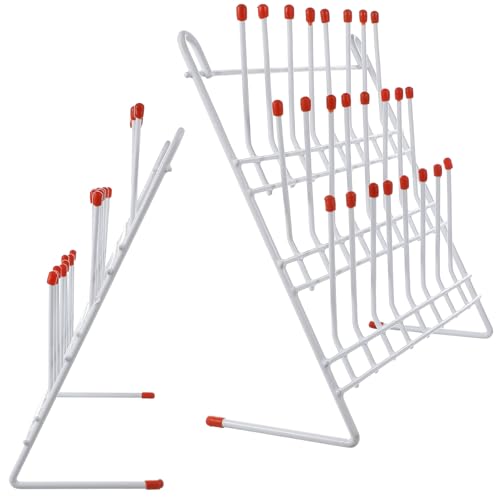 NAMOARLY Laboratory Draining Drying Rack 24-Position Metal Test Tube Draining Rack with Plastic Coating for Science Lab Equipment and Tube Drying in Industrial Settings