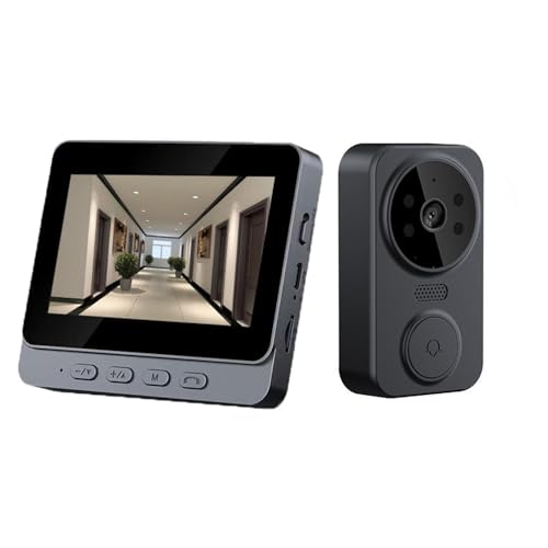 TKMARS Video Doorbell with Monitor Wireless, 4.3 Inch Display Screen 2-Way Intercom,No Monthly Fee Doorbell Camera Wireless with Display