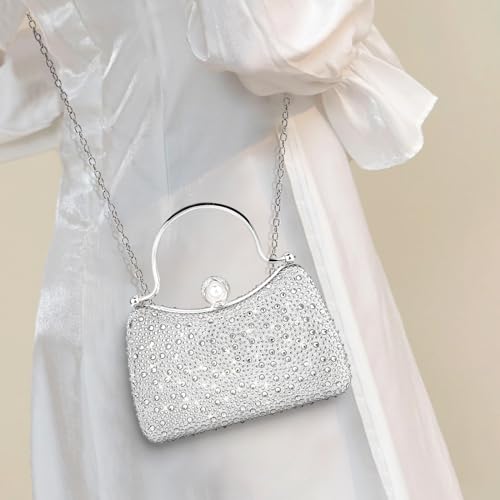 Image of Comeon Clutch Purses for Women Pleated Bling Sequin Evening Bag with Handle | Sparkle Evening Handbags with Removable Chain, Bridal Wedding Crossbody Bag, Elegant Party Prom Formal Purse for Cocktail