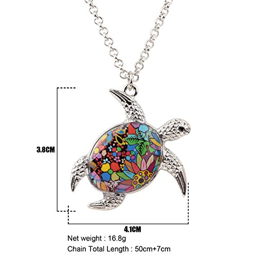Bonsny Enamel Chain Sea Ocean Floral Turtle Necklace Pendant For Women Kids Girls Charms Fashion Jewelry Gifts (A) #TOP5