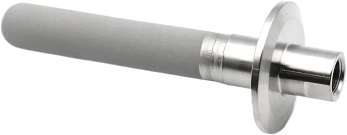 SS316L Carbonation Stone 50.5mm Tri Clamp 1/4" NPT Gas Beer Homebrew Filter Aeration With 12.7mm Hose Barb，1pc(8 inch with valve)
