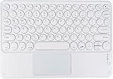 Wireless Bluetooth Keyboard with Touchpad Rechargeable 10 inch Ultra-Slim Wireless Keyboard for Tablet Smartphone PC Computer Laptop Windows Android iOS (White)