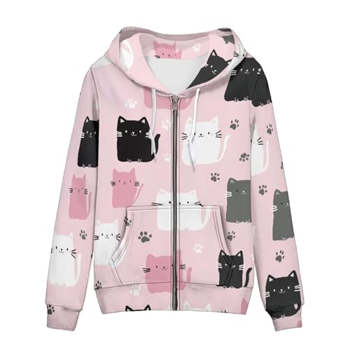 Beauty Collector Anime Cat Paw Pink Sweatshirts Womens Full Zip