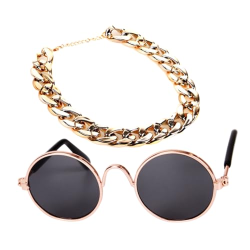 Parliky 1Set Adorable Pet Accessory Set Stylish Dog Glasses Charming Necklace for Cats and Dogs for Parties Photoshoots and Daily Wear Easy to Use Eye Catching Design