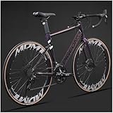Deerou初心者 24/27/30スピード エアロロード 700Cエアロレーシング18スピードドロップオイルディスクロードバイクアルミ合金ギアレーシングバイク、カーブ/ストレート デザインオプション付き MTB自転車 超軽量 マウンテンバイク 通勤 通学 高校生 学生 大人 成人 男の子 女の子初心者 (パープル - カーブハンドル,24速)