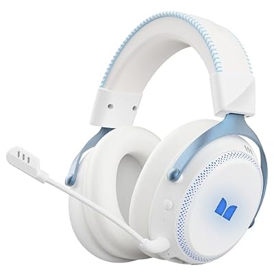 Monster Mission 350 Wireless Gaming Headset for PC, Ps4, Ps5, Xbox Headset with Virtual 7.1 Surround Sound Gaming Headphones, RGB Lights Over Ear Headphones for Switch, Xbox Series X/S, Laptop, Mobile