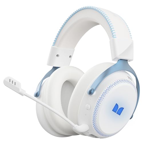 Monster Mission 350 Wireless Gaming Headset for PC, Ps4, Ps5, Xbox Headset with Virtual 7.1 Surround Sound Gaming Headphones, RGB Lights Over Ear Headphones for Switch, Xbox Series X/S, Laptop, Mobile