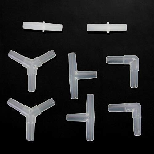 LYTIVAGEN 48 PCS Aquarium Airline Connectors with Type I, T, Y, and L Airline Tube Hose Connector Plastic Tube Connectors for 6mm Water Tanks
